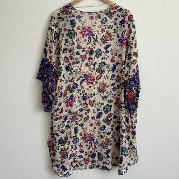 Democracy Floral Kimono Lightweight Vibrant Boho Festival Coastal Artistic S/M - Picture 7 of 7